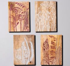 Wooden Charm Wall Plate Set of 4